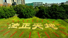 澳洲法轮功学员排字场面震撼展现正气(组图)