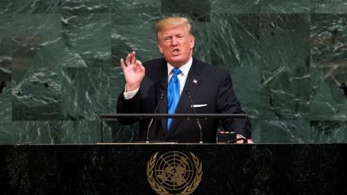 2017年9月20日，川普在联合国演讲。
