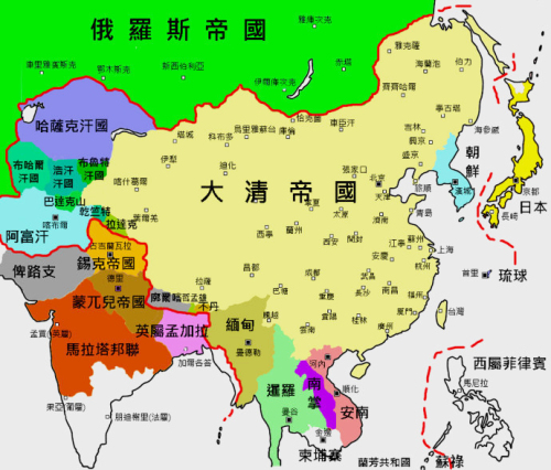 乾隆六十年（1795年）的中国版图。