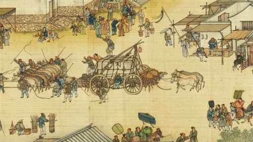 清明上河图所描绘的北宋繁荣景象。