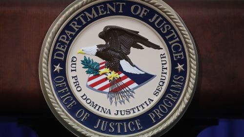 美国司法部表示，前国防情报局官员韩森对于替中国从事间谍活动表示认罪。图为美国司法部。