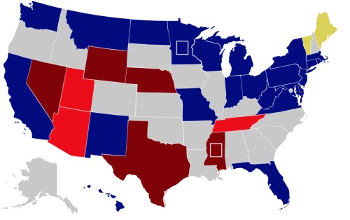 2018年美国中期选举参议院席位分布图。