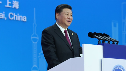 10月5日，習近平在中國國際進口博覽會演說。