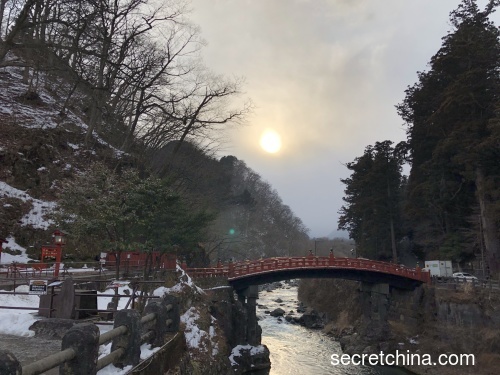 日本 神桥 落日
