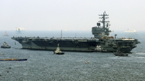 2017年9月8日，美国核动力航空母舰罗纳德里根号离开日本神奈川县横须贺市的横须贺海军基地。