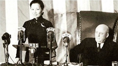 宋美龄1943年在美国国会演讲掷地有声，获得参议院全体与会者的热烈反响。