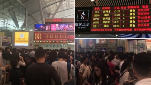 廣深港高鐵發生通車以來最嚴重故障，導致大批乘客滯留，現場混亂。