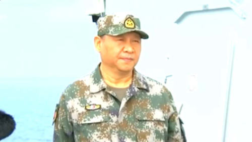习近平将再次检阅中国海军舰船。（视频截图）