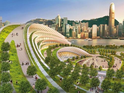不少网民都认为香港高铁西九龙总站圆弧弯曲的外型很像一座巨大的“山坟”