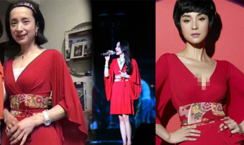湯燦身著的紅裙曾多次在不同公開場合穿過，但近照盡顯憔悴和消瘦。