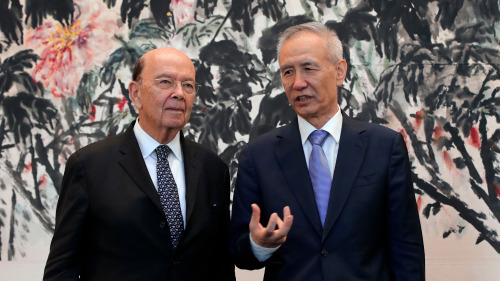 美國商務部長羅斯與劉鶴在北京會談。
