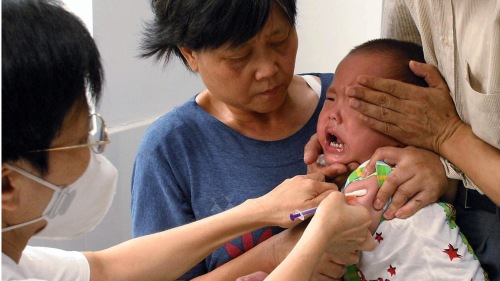 中國兒童施打疫苗示意圖
