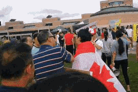 华人抗议加拿大万锦接收难民大打出手惊动警方