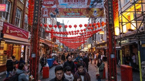 2017年1月27日，英國倫敦唐人街一景。