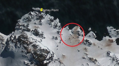 南極企鵝的糞便標示處