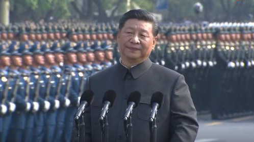 2019年10月1日，习近平在北京阅兵。