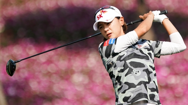 在台湾具有高人气的韩国女子职业高尔夫球球员“小可爱”崔萝莲。