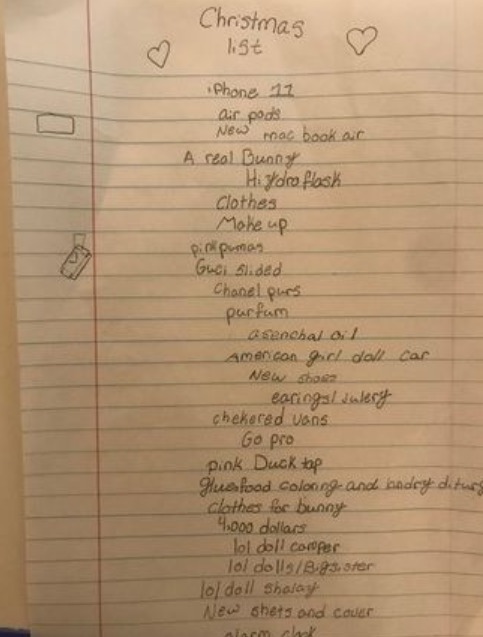10歲女兒寫聖誕願望清單老爸看完崩潰
