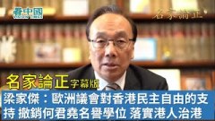 【名家论正】梁家杰：欧洲议会对香港民主自由的支持撤销何君尧名誉学位习近平承受不了国际压力之时会拿林郑祭旗李小加石礼谦高调讲述及李嘉诚拿出10个亿扶持小企业这都是好势头（完整版）(视频)