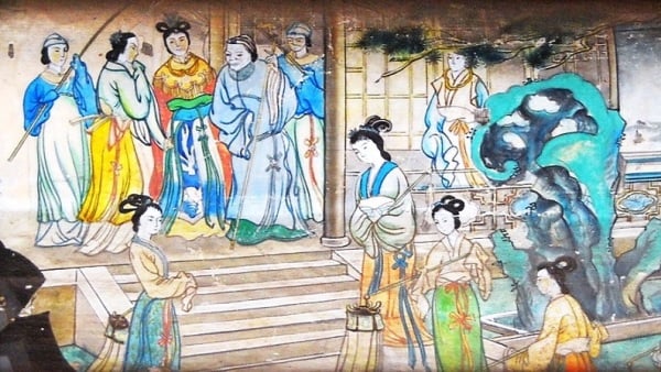 頤和園長廊上的彩繪：元春省親。