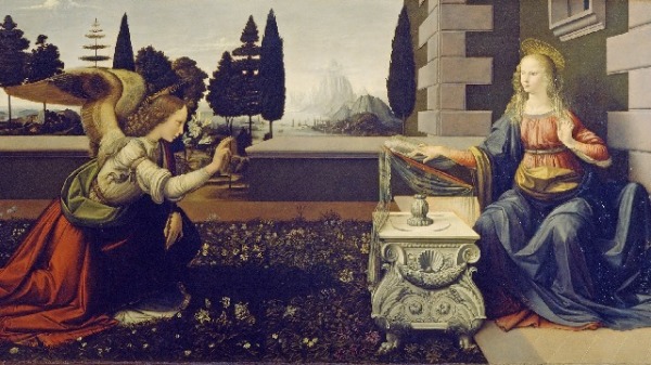達芬奇的油畫《天使報喜》
