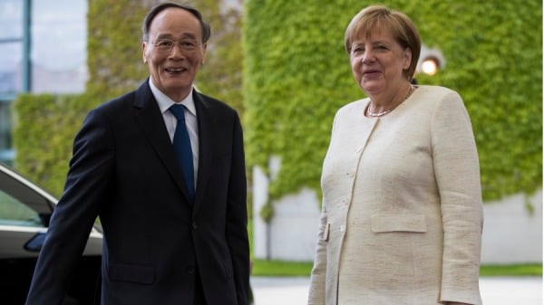2019年5月31日，德国总理梅克尔于在柏林总理府会晤中国国家副主席王岐山。