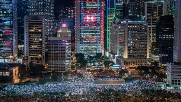 G20大阪峰会前，香港民众在爱丁堡集会，呼吁世界关注。