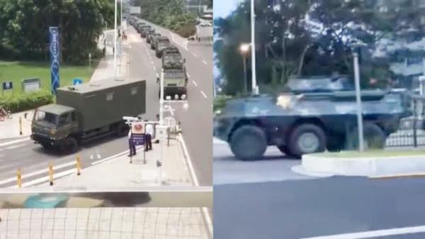 深圳市中心驚現大批武警裝甲車魚貫穿梭