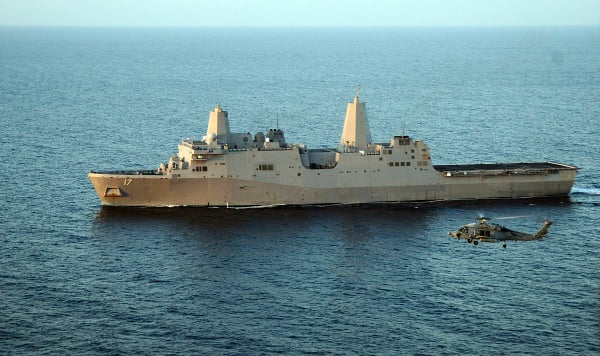 美國軍艦聖安東尼奧級兩棲船塢登陸艦於8月23日第7次通過台灣海峽。