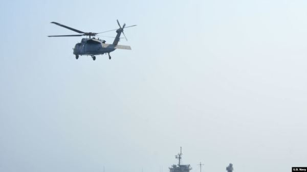 2019年4月19日，美國太平洋第七艦隊的直升機（圖片來源：美國海軍）