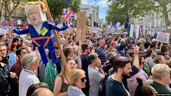 2019年8月31日倫敦人抗議首相鮑里斯．約翰遜決定暫停議會